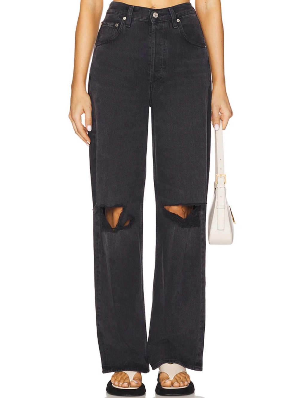 NWT Citizens of Humanity Ayla Baggy Cuffed Crop Jeans 28 Metropolis Black